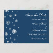 Blauw Wit Save the Date Winter Wedding Briefkaart (Voorkant)