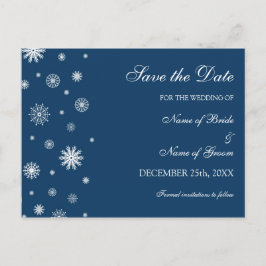 Blauw Wit Save the Date Winter Wedding Briefkaart