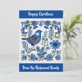 Blauw & Wit Scandi geïnspireerde volkskunst. Bewer Kaart (Staand voorkant)