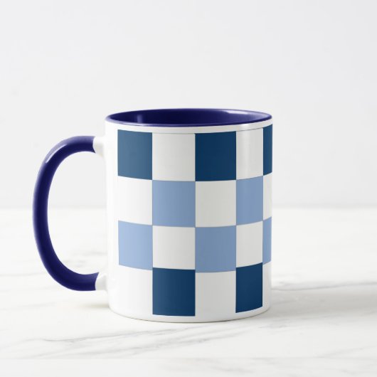Blauw-wit schaakbord Mok (Links)