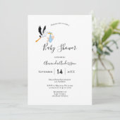 Blauw wit schattig baby shower kaart (Staand voorkant)