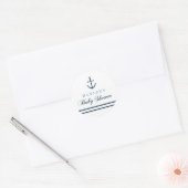 Blauw & Wit Scheepvaart Thema Baby Shower Sticker (Envelop)