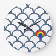 Blauw & Wit Schets Scallop Patroon & Regenboog