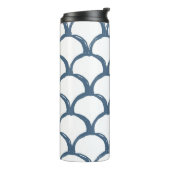 Blauw & Wit Schets Scallop Patroon & Regenboog Thermosbeker (Gedraaid links)