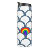 Blauw & Wit Schets Scallop Patroon & Regenboog Thermosbeker (Geroteerd rechts)