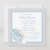 Blauw Wit Schoenen Blauw Kant Baby Boy Douche Kaart (Achterkant)