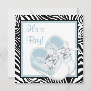 Blauw Wit Schoenen Blauw Zebra Baby Boy Shower Kaart