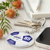 blauw wit school kleuren jongens meisjes voetbalta sleutelhanger (Voorkant Rechts)