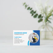 Blauw Wit Schoonmaakservice Huishoudster Visitekaartje (Staand voorkant)