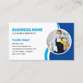 Blauw Wit Schoonmaakservice Huishoudster Visitekaartje (Voorkant)