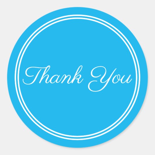 blauw wit script kalligrafie dank u Sticker (Voorkant)
