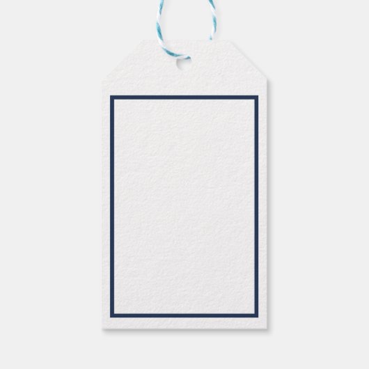 Blauw-wit script vrolijk kerstfeest cadeaulabel (Achterkant)