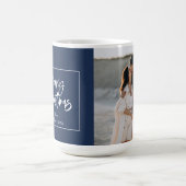 Blauw-wit script vrolijk kerstfeest koffiemok (Center)