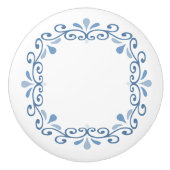 Blauw-wit scrollpatroon keramische knop (Voorkant)