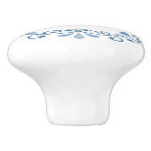 Blauw-wit scrollpatroon keramische knop (Zijkant)