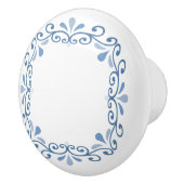 Blauw-wit scrollpatroon keramische knop (Rechts)
