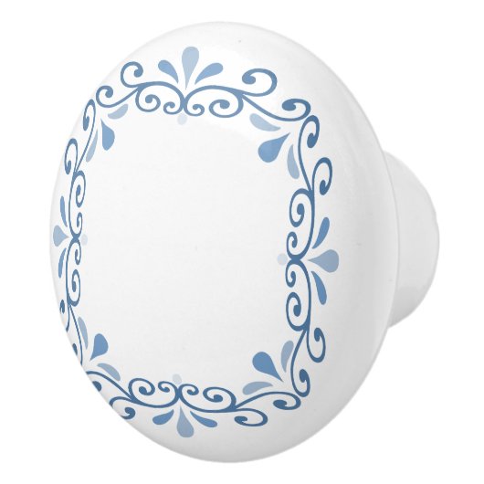 Blauw-wit scrollpatroon keramische knop (Rechts)