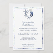 Blauw Wit Shibori Zeepaardje Starfish Beach Bridal Kaart (Voorkant)