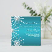 Blauw & Wit Shimmer Snowflake Verjaardag Uitnodige Kaart (Staand voorkant)