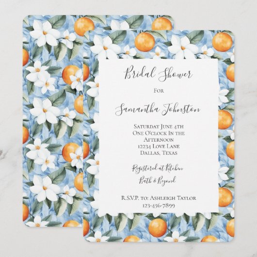 Blauw Wit Siciliaans Zomer Bloemen Vrijgezellenfee Kaart (Voorkant / Achterkant)