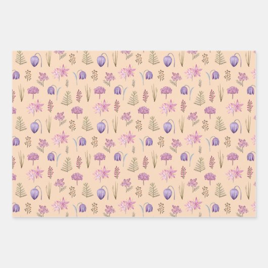 Blauw Wit Sinaasappel Engels Flowers Garden Inpakpapier Vel (Voorkant 3)