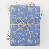 Blauw Wit Sinaasappel Engels Flowers Garden Inpakpapier Vel (In situ)