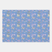 Blauw Wit Sinaasappel Engels Flowers Garden Inpakpapier Vel (Voorkant)