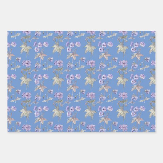 Blauw Wit Sinaasappel Engels Flowers Garden Inpakpapier Vel (Voorkant)