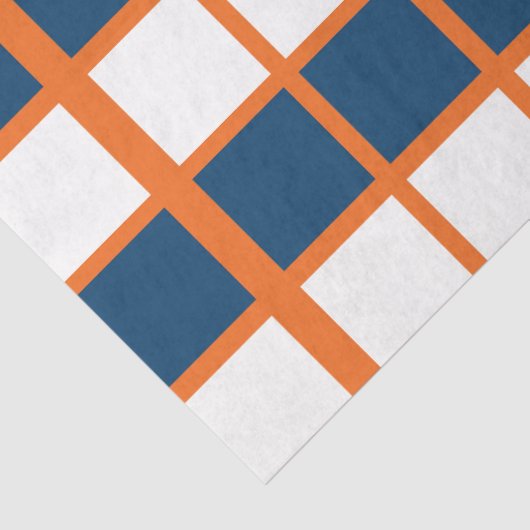 Blauw Wit Sinaasappel Geruite Pleinen Verjaardag Tissuepapier (Detail)