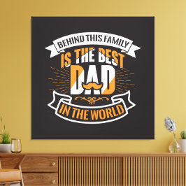 Blauw Wit Sinaasappel Vaders Dag Familie De Beste Canvas Afdruk