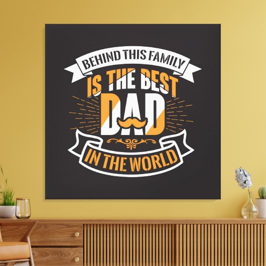 Blauw Wit Sinaasappel Vaders Dag Familie De Beste Canvas Afdruk (Insitu (Woonkamer))