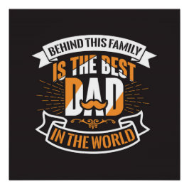 Blauw Wit Sinaasappel Vaders Dag Familie De Beste Perfect Poster