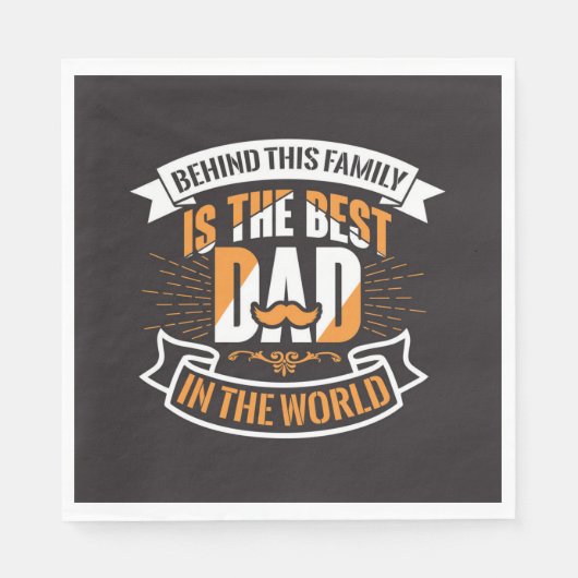 Blauw Wit Sinaasappel Vaders Dag Familie De Beste Servet (Voorkant)