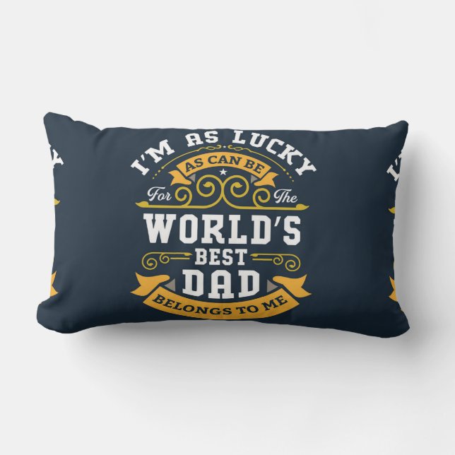 Blauw Wit Sinaasappel Werelden Beste Pap Kussen (Voorkant)