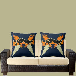 Blauw Wit Sinaasappel Zwart Schattige Cat Modern Z Kussen