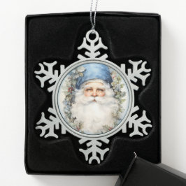 Blauw-wit Sinterklaas Tin Sneeuwvlok Ornament