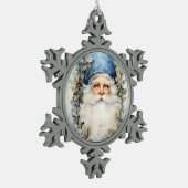 Blauw-wit Sinterklaas Tin Sneeuwvlok Ornament (Links)