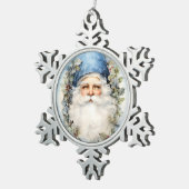Blauw-wit Sinterklaas Tin Sneeuwvlok Ornament (Rechts)
