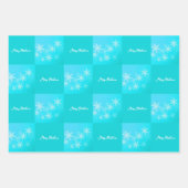 Blauw Wit Sneeuwpop Minimalistische Foto Kerstmis Inpakpapier Vel (Voorkant 2)