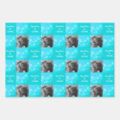 Blauw Wit Sneeuwpop Minimalistische Foto Kerstmis Inpakpapier Vel (Voorkant)