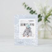 Blauw & Wit Sneeuwtakken Vakantie Foto Briefkaart (Staand voorkant)