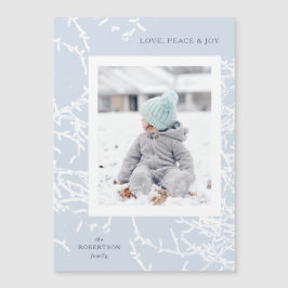 Blauw & Wit Sneeuwtakken Vakantie Fotomagneet Magnetische Uitnodiging