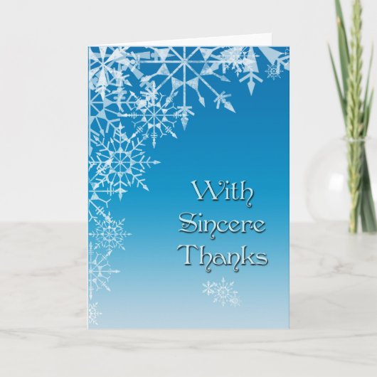 Blauw Wit Sneeuwvlok Dank u Bedankkaart (Voorkant)