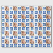 Blauw Wit Sneeuwvlok Foto Kerstvakantie Cadeaupapier (Vlak)