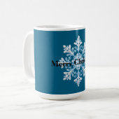 Blauw Wit Sneeuwvlok Kerstmis Koffiemok (Voorkant links)