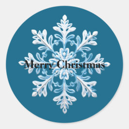 Blauw Wit Sneeuwvlok Kerstmis Ronde Sticker
