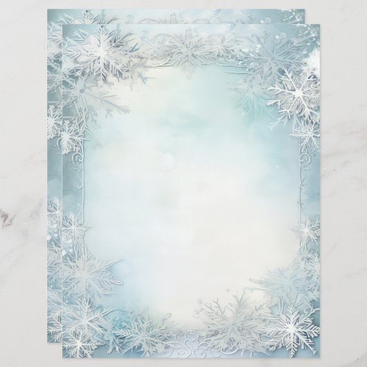 Blauw Wit Sneeuwvlok Scrapbook Journal Paper (Voorkant / Achterkant)