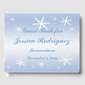 Blauw Wit Sneeuwvlok Winter Quinceañera Guest Book Gastenboek (Voorkant)
