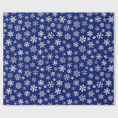blauw wit sneeuwvlokje kerstmis cadeaupapier (Vlak)