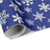 blauw wit sneeuwvlokje kerstmis cadeaupapier (Rol Hoek)